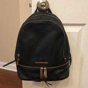 Authentic MK rhea median leather black backpack